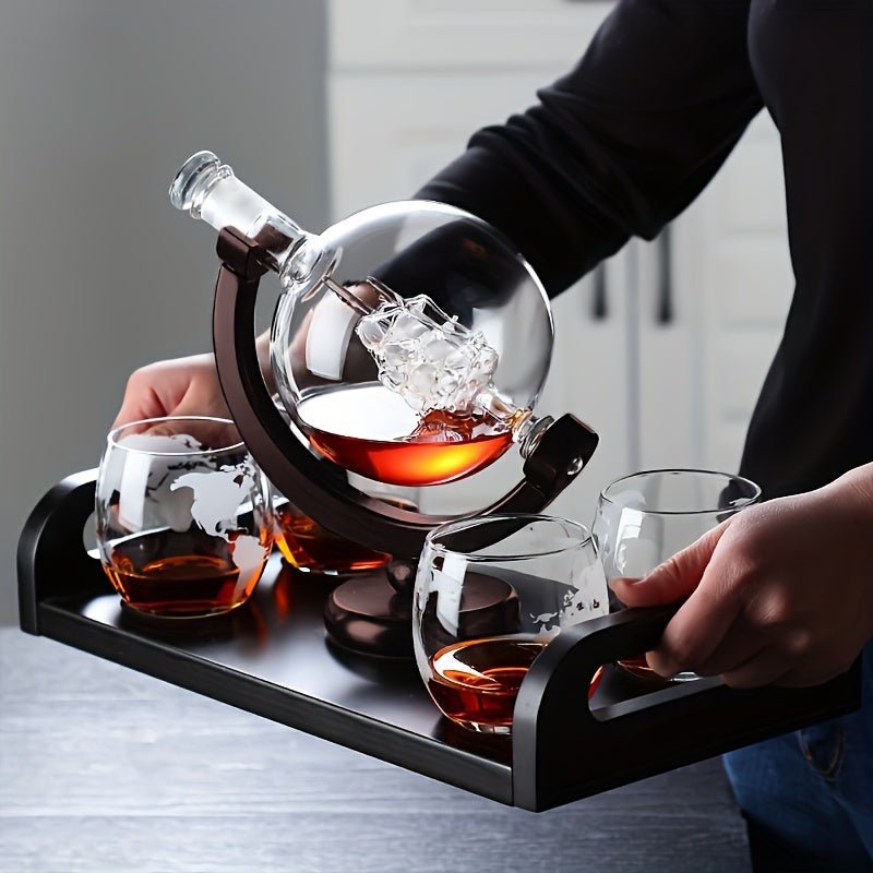 1 Set 30oz Whiskey Decanter Globe Set With 2 Whiskey Glasses 5oz, For Liquor Scotch Bourbon Vodka, Gifts For Men Women - Le Coin Du Barman : Le Spécialiste Des Cocktails