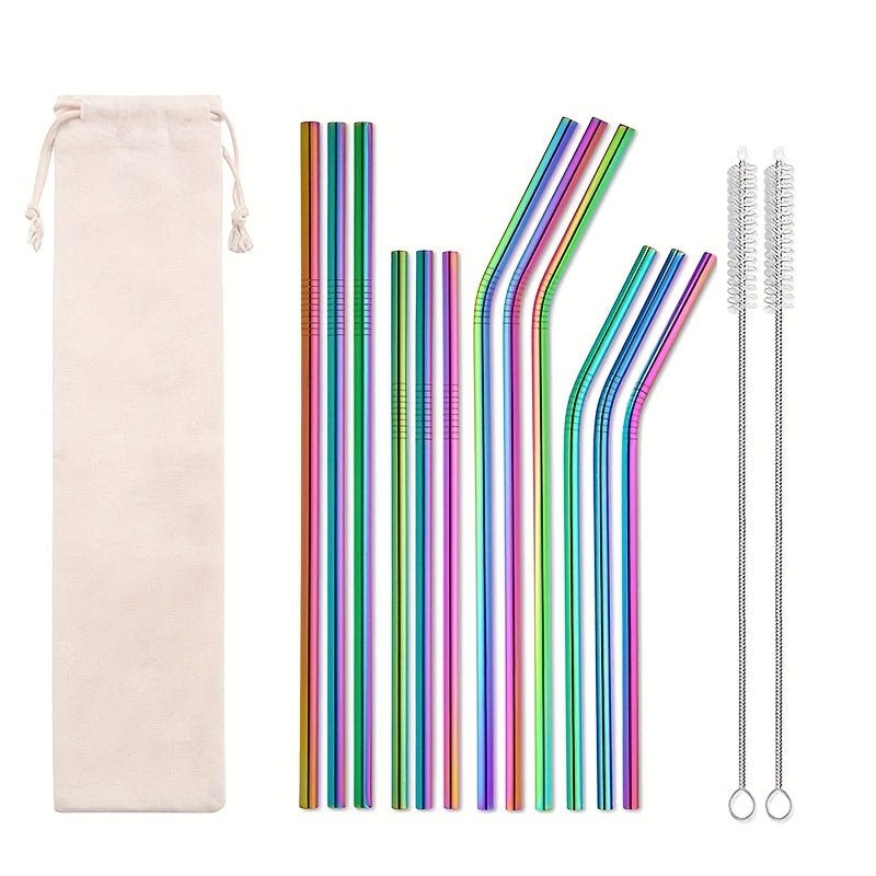 12pcs Eco-Friendly Reusable Stainless Steel Metal Straws with Cleaning Brushes - Perfect for 20oz and 30oz Cups - BPA-Free and Dishwasher Safe - Le Coin Du Barman : Le Spécialiste Des Cocktails