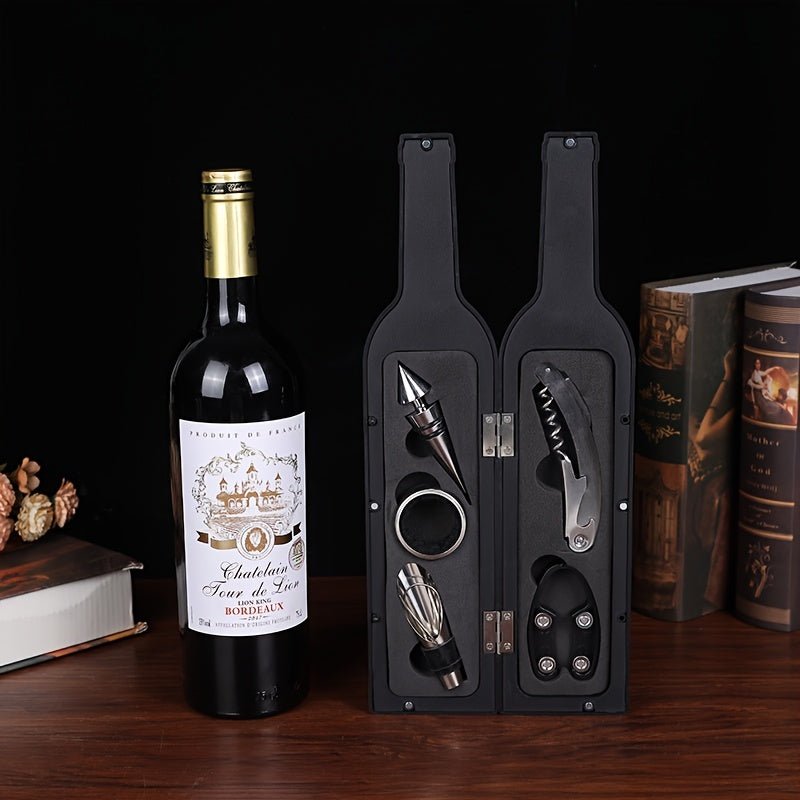 3/5 Pcs Deluxe Wine Bottle Opener Gift Set, Wine Bottle Opener, Wine Stopper, Wine Drip Ring, Wine Foil Cutter, Wine Accessories - Le Coin Du Barman : Le Spécialiste Des Cocktails