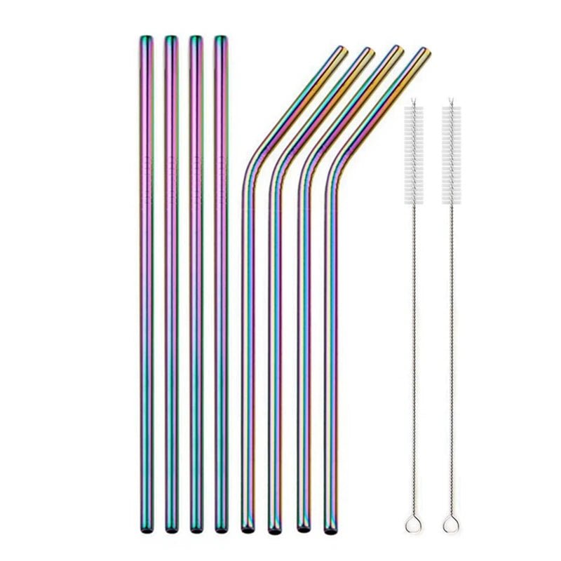 Rainbow Color Reusable Metal Straws Set with Cleaner Brush 304 Stainless Steel Drinking Straw Milk Drinkware Bar Party Accessory - Le Coin Du Barman : Le Spécialiste Des Cocktails
