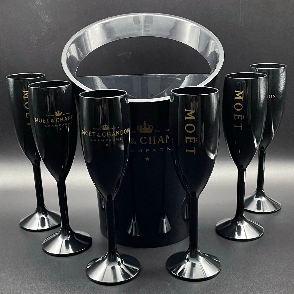 Seau à Champagne Moët & Chandon + 6 Flutes - Le Coin Du Barman : Le Spécialiste Des Accessoires Pour Cocktails